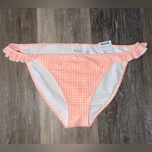 NWT Aerie Orange and White Checkered Bikini Bottoms with Ruffle Sides. Size XL